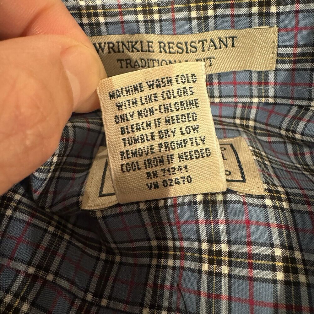 LL Bean Shirt Mens Medium Tall Blue Cotton Plaid Button Down Traditional Fit - Picture 10 of 11